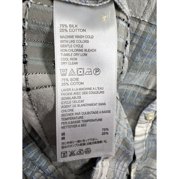 Tommy Bahama Silk Blend Plaid Textured Short Sleeve Button Down Shirt Size XL - Picture 8 of 9